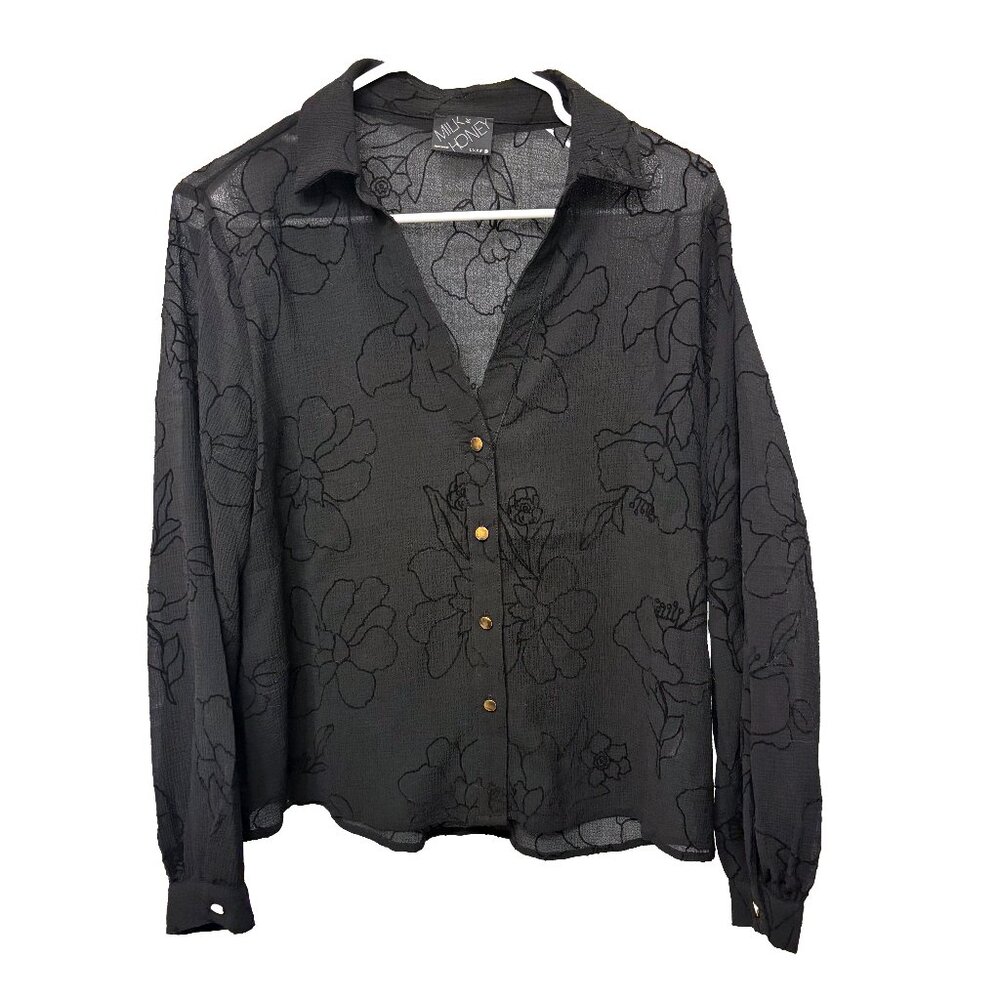 Milk + Honey Black Blouse Size Small